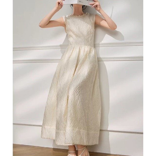 ノースリーブ ジャカードワンピース　W00509