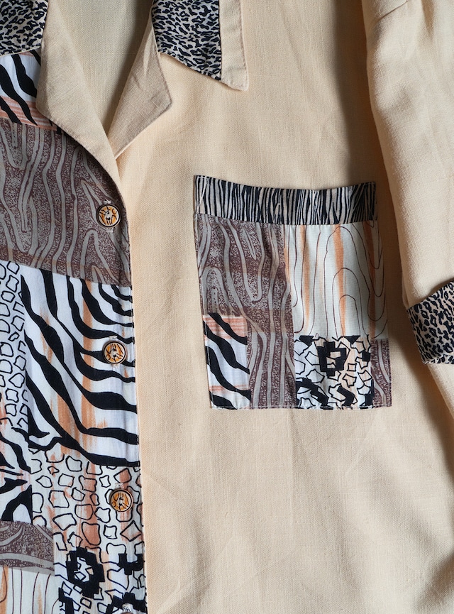 "CITY GIRL" 1990s Rayon open collar shirt
