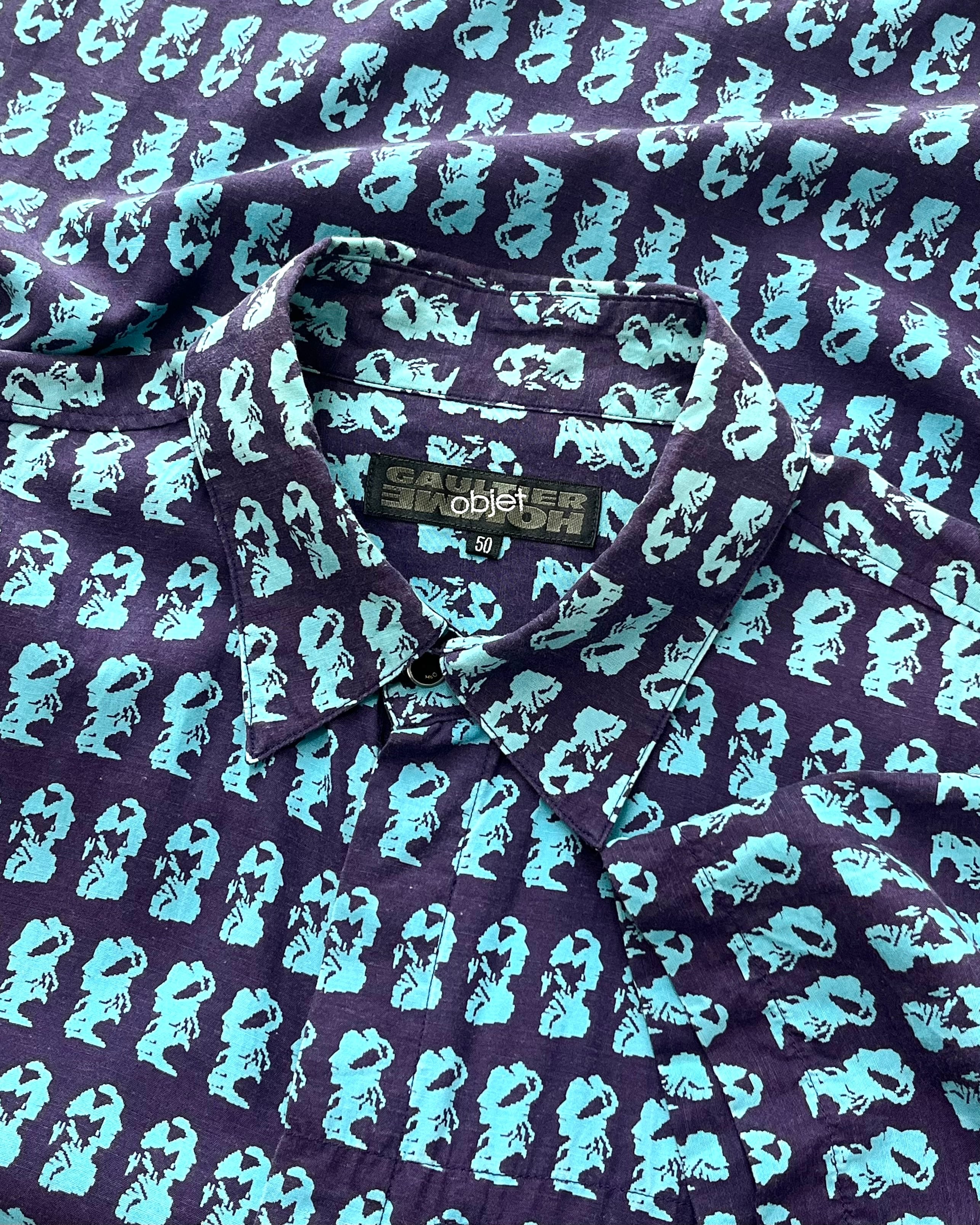 GAULTIER HOMME objet Total Pattern S/S Fly-Front Shirt