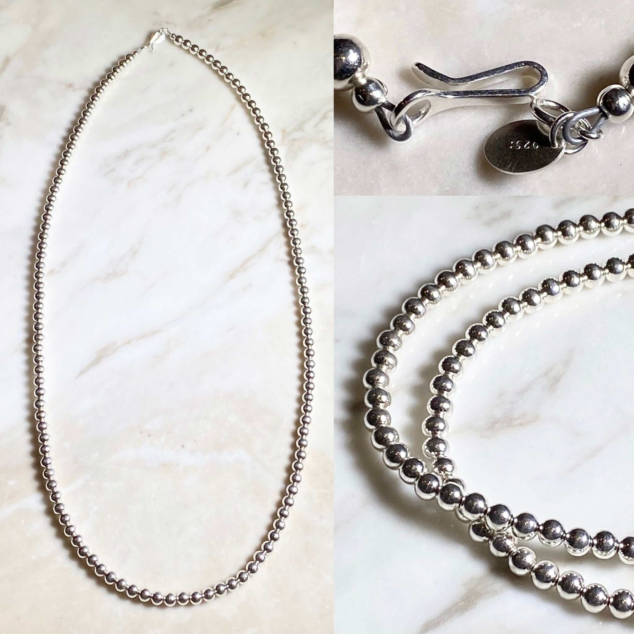 navajo silver beads necklace 61cm φ4mm | NOIR ONLINE