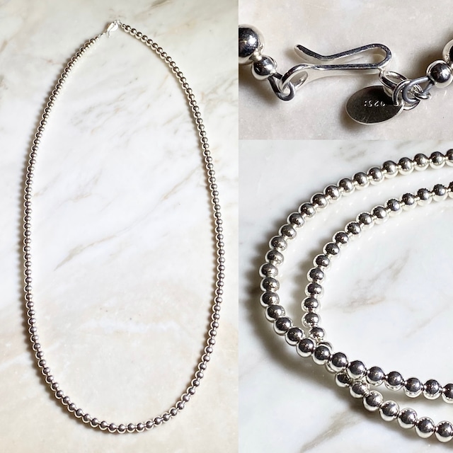 navajo silver beads necklace 61cm φ4mm