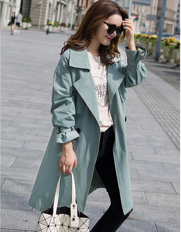 トレンチコート アウター レディースファション ロングコート 春服 カジュアル ゆったり 韓国風 着痩せ 高見せ ロング丈 長袖 シングルブレスト ベルト付き グリーン カーキ Ss S M L 上品 合わせやすい Elegant