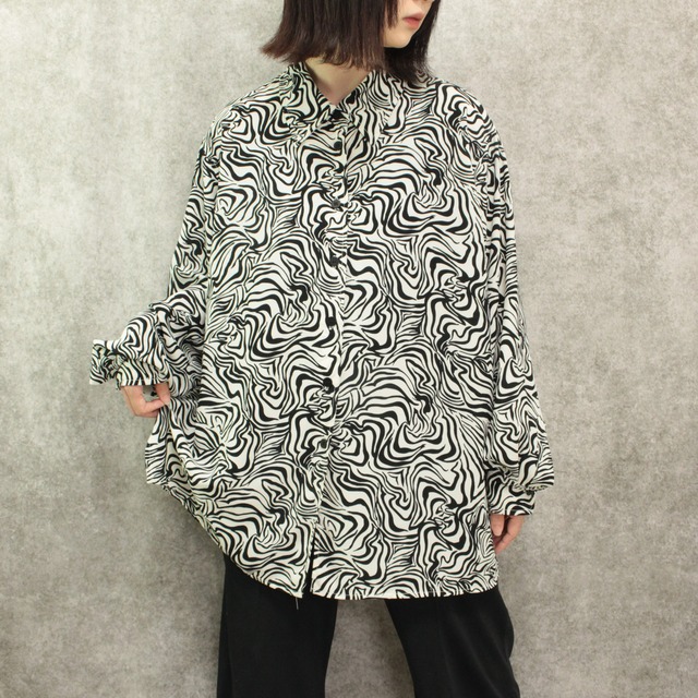 歪 zebra black & white see-through design shirt