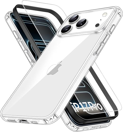 Eakanern 対応 iPhone 17 Pro ケース クリア 【ガラスフィルム付き