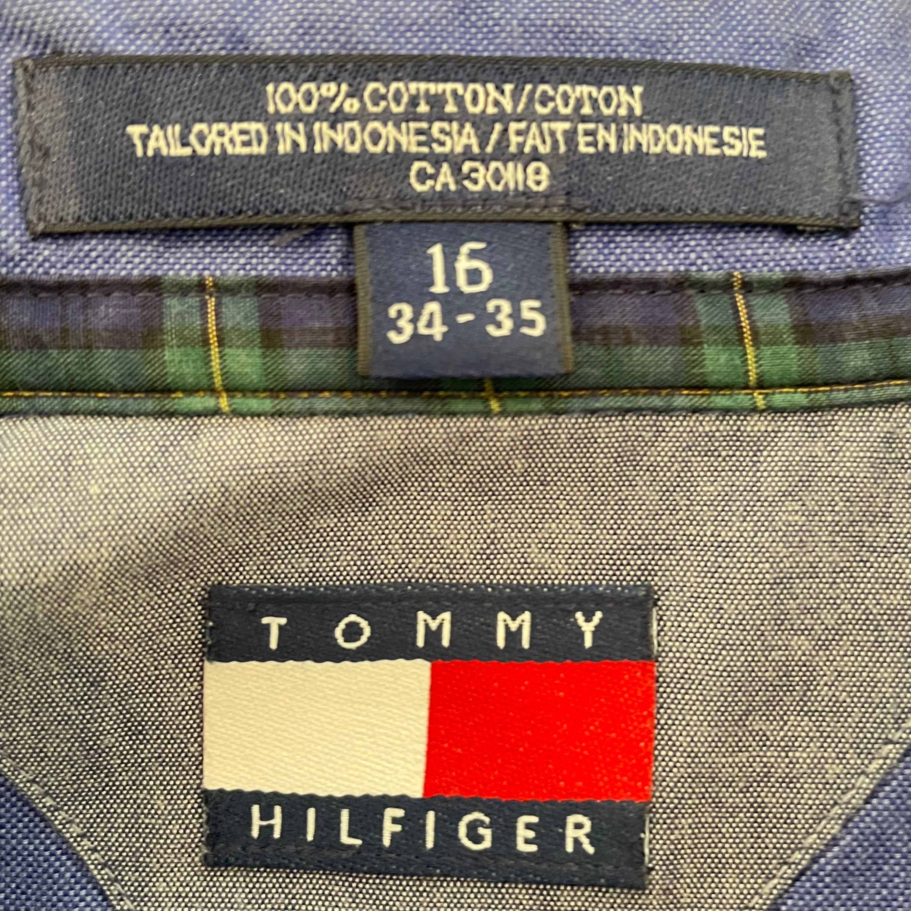 Tommy Hilfiger】90s 長袖シャツ フラッグタグ 刺繍ロゴ ボタンダウン ...