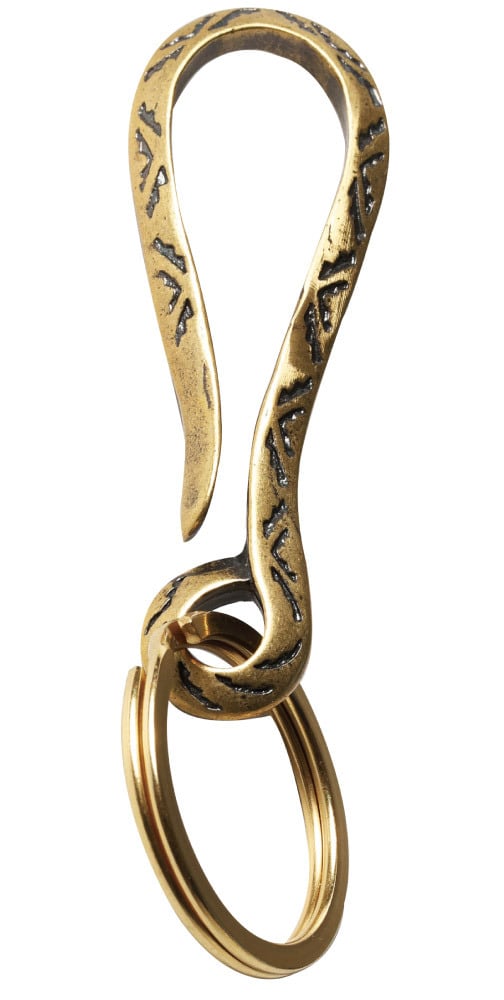 真鍮 キーフック 二重リング付 アラベスク 唐草模様 キーリング ダブル