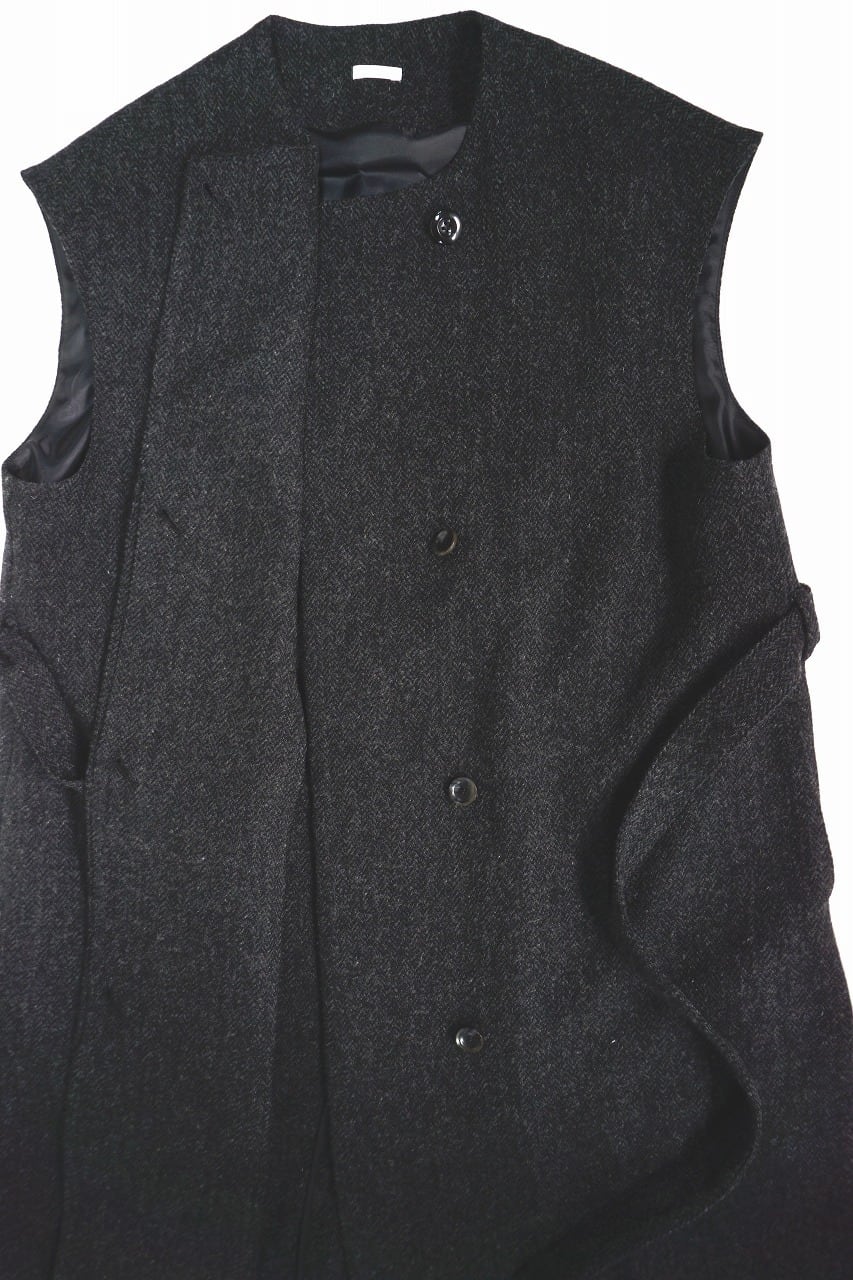 British Herringbone Sleeveless Coat