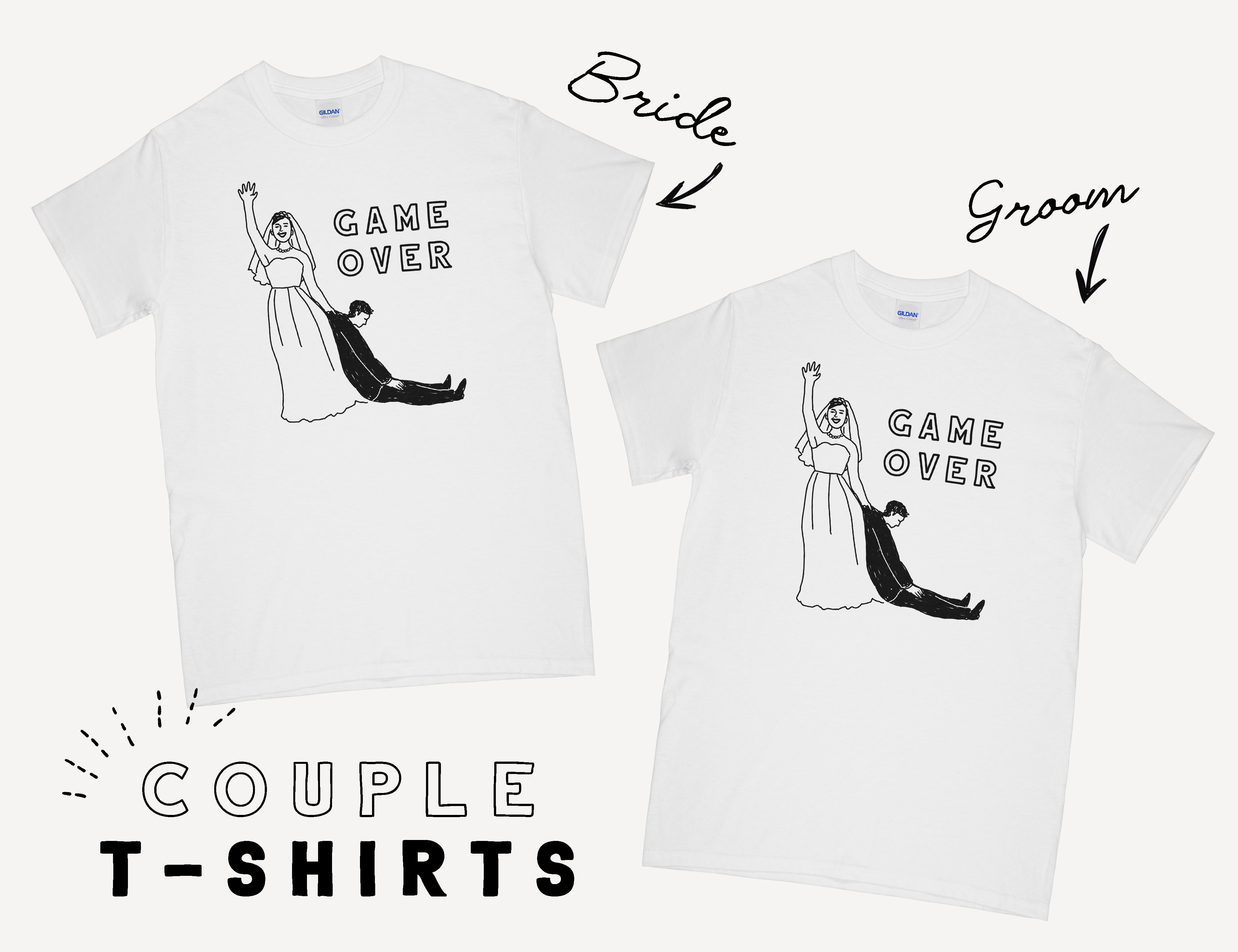 送料無料】新郎新婦 ペアTシャツ GAME OVER │ 結婚 ウェディング 前