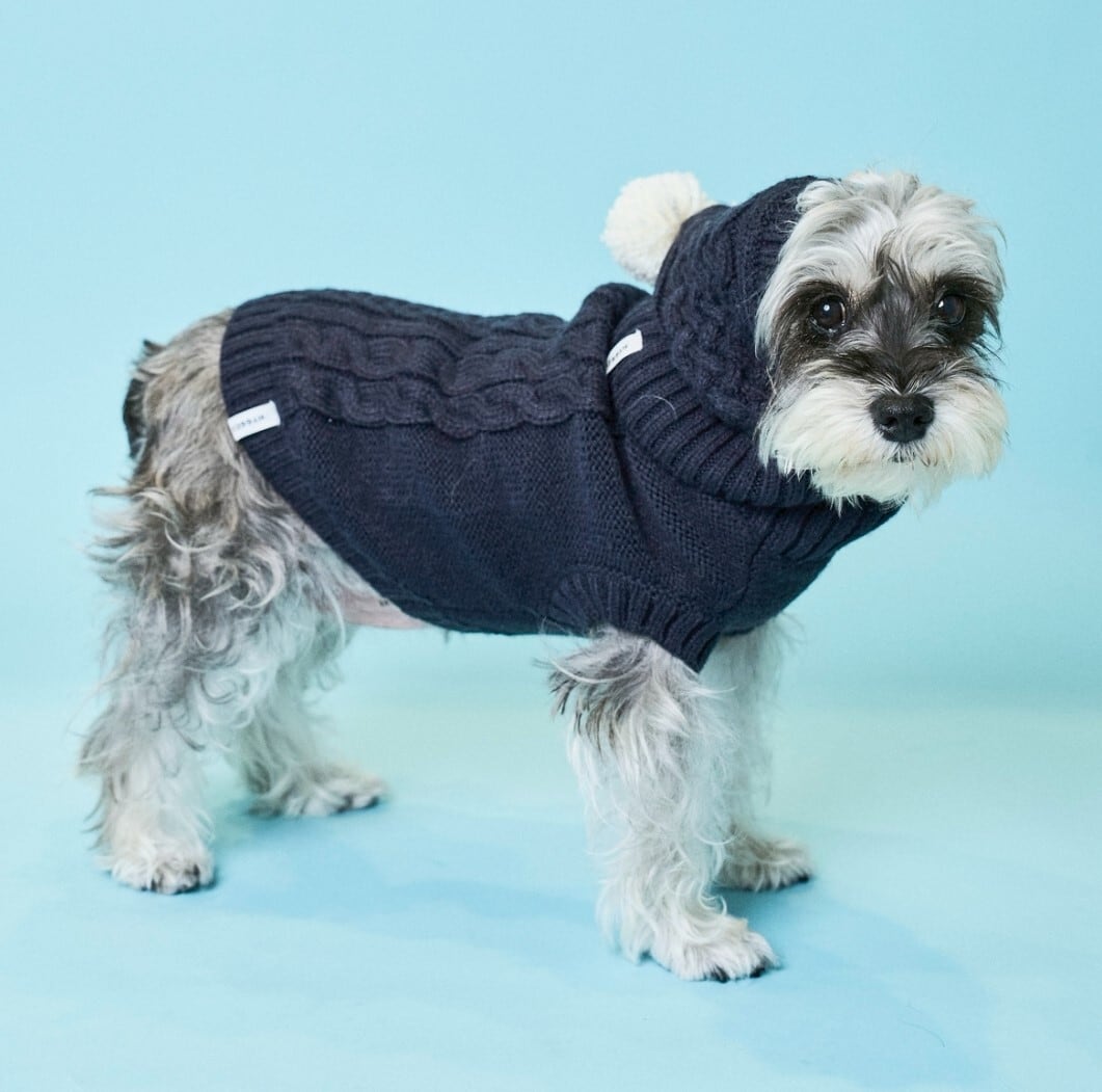 CABLE KNIT BALACLAVA-NAVY