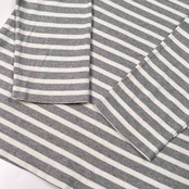 TOMMY HILFIGER トミーヒルフィガー マリンボーダー コットン バスクシャツ S /グレー×ホワイト/七分袖/レディース