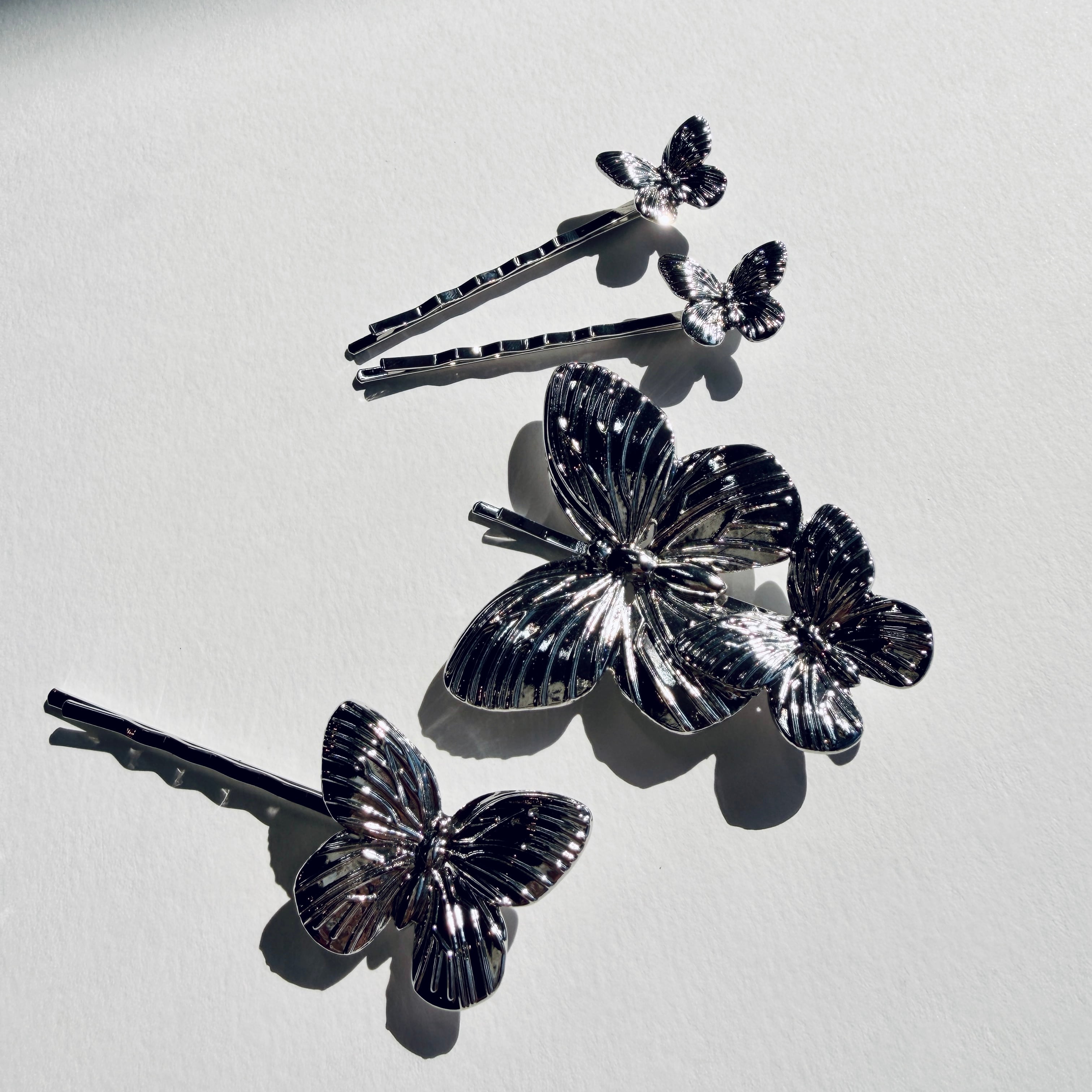 H-162 Butterfly ヘアピン 4点セット Silver/Gold | ティアラ