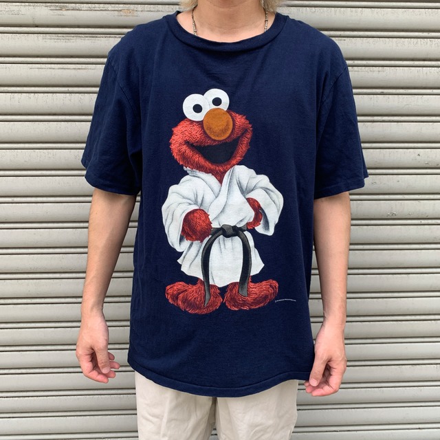 90s USA製 セサミストリート エルモ キャラクターTシャツ 陰陽 L