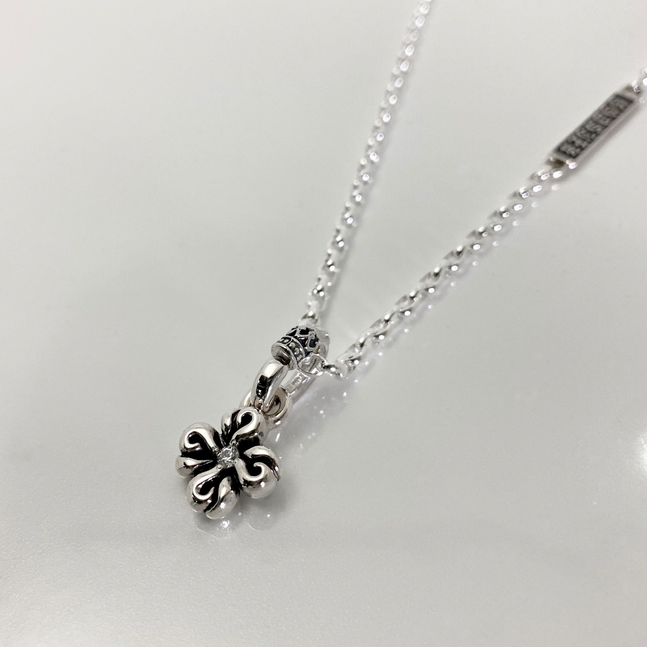 FLAMING CROSS with DIAMOND NECKLACE with GODSIZE® I.D. TAG / フレイミングクロス・ダイヤモンド ゴッドサイズ® I.D.ネックレス