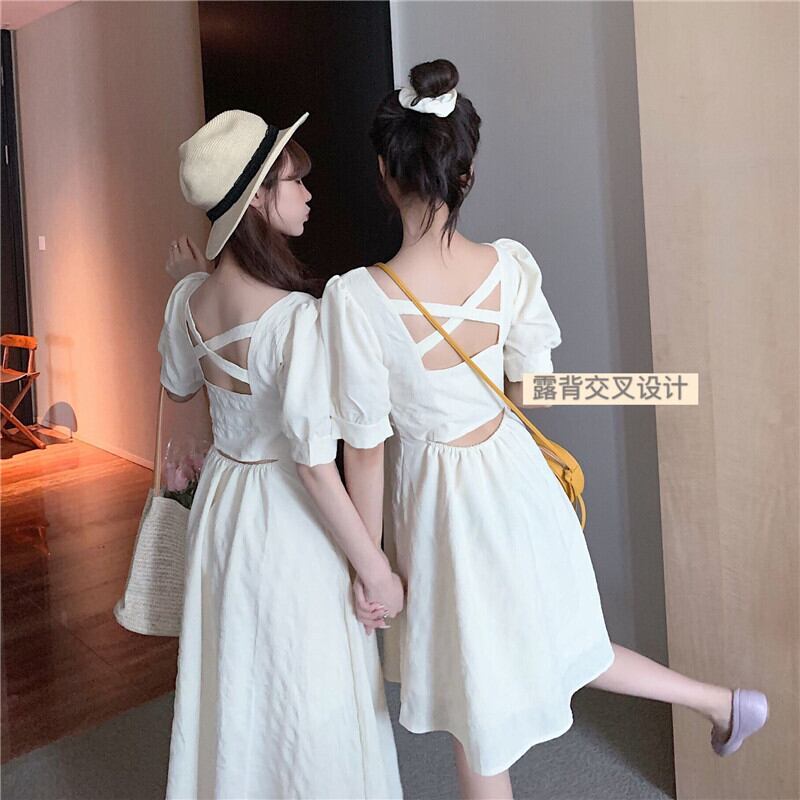 パープルスカート女性2020夏新フレンチスタイルニッチ非常に妖精ウエスト薄気質半袖ドレストレンド 1号婦人10789401294