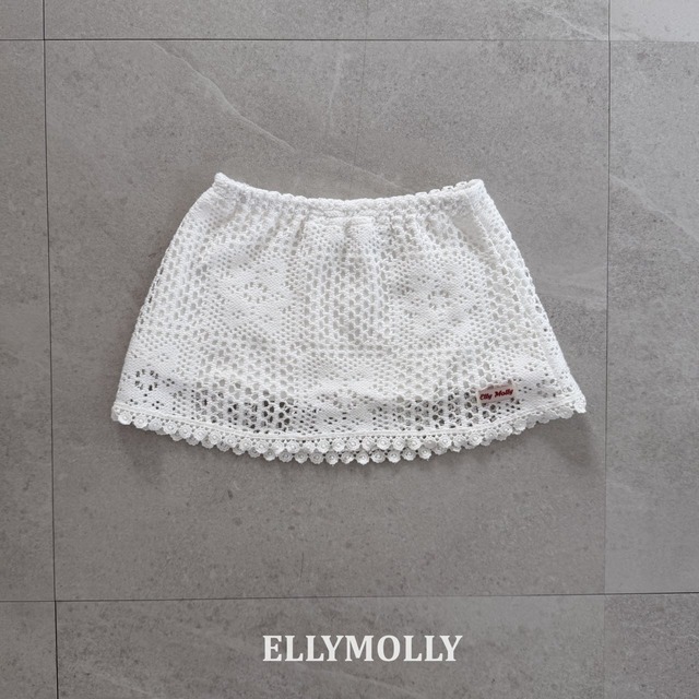 【取寄】elly molly｜rosy crochet skirt｜ロージークロシェスカート｜5-15｜kids&jr｜26 summer