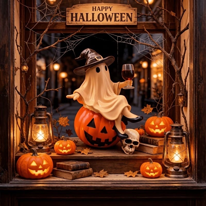 オブジェ ゴースト おばけ ジャックオーランタン 遊び心 おしゃれ かわいい 置物 ハロウィン ハロウィーン パーティー イベント 雑貨 オレンジ
