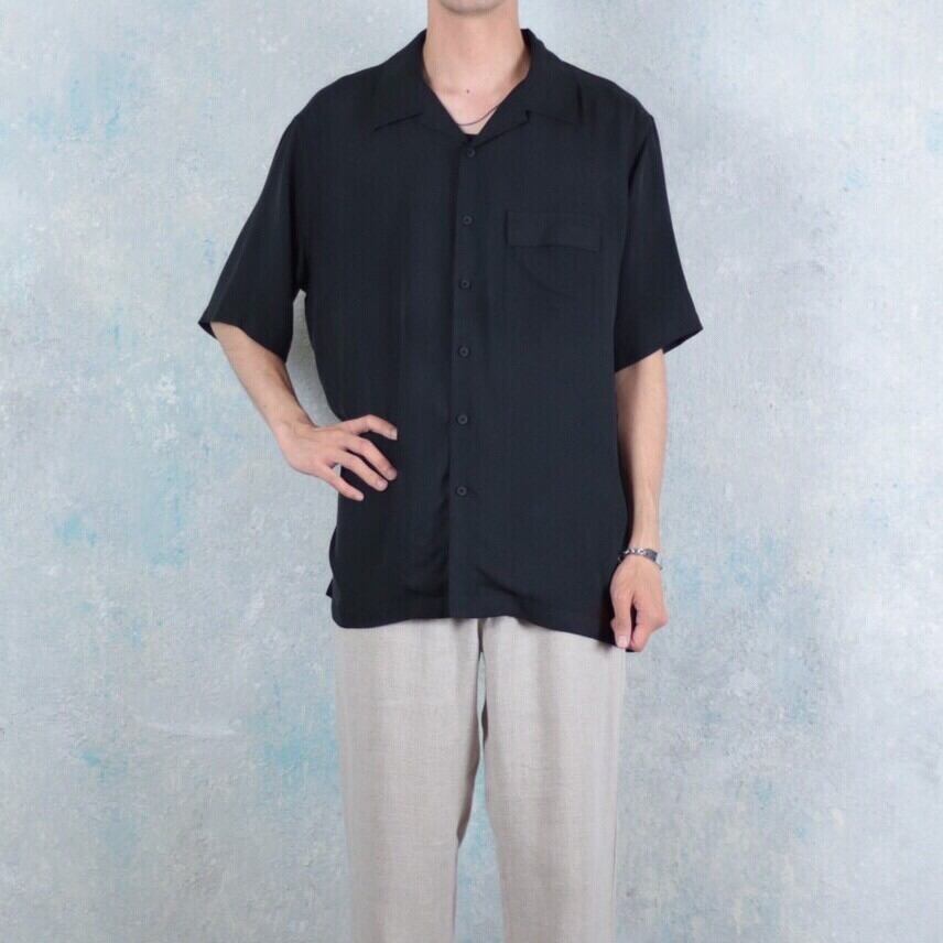 S/S PERRY ELLIS オープンカラー フラップポケット シルクシャツ 【ME