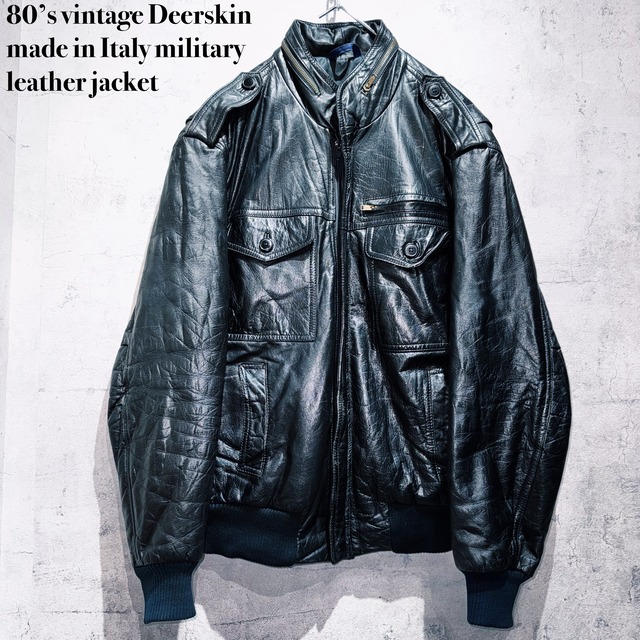 80’s vintage Deerskin made in Italy military leather jacket