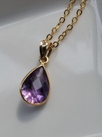 宝石質アメジストの18KGPネックレス 送料無料