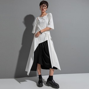 Fake Two Pieces Long Tops / フェイク ツー ピース ロング トップス シャツ