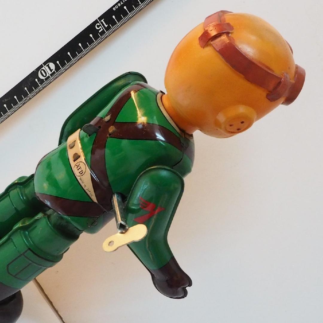 ATD【0戦はやと】当時物ブリキ ゼンマイ歩行ロボット人形TIN TOY