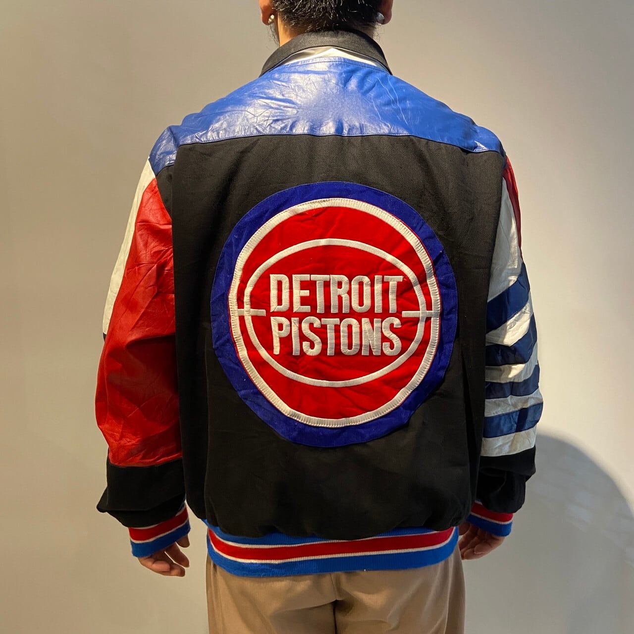 90年代 NBA ジェフハミルトン レザー コットンスタジャン メンズL相当 
