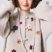 花刺繍のニットカーディガン&ベストセット 《P0267》