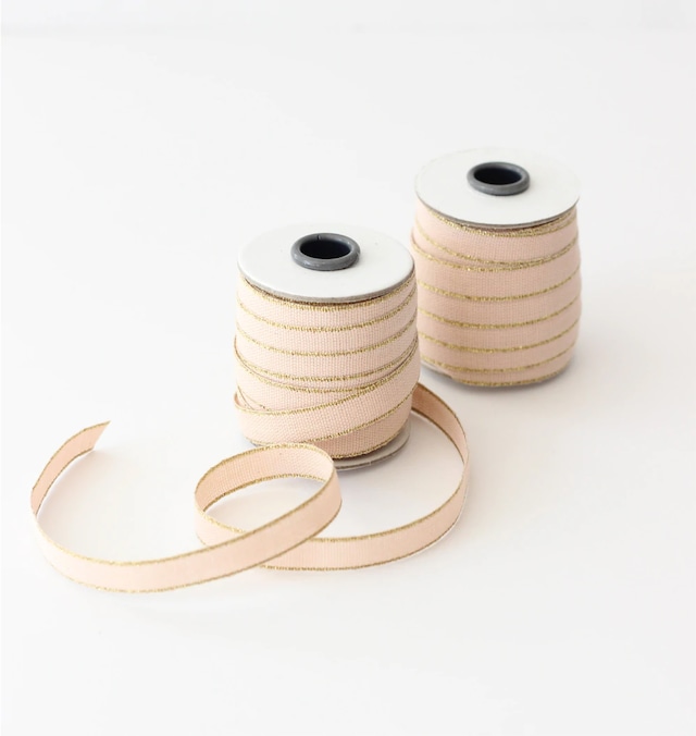 Drittofilo cotton ribbon | spool of 20 yards Blush/Gold【Studio Carta】/コットンリボン  スタジオカルタ
