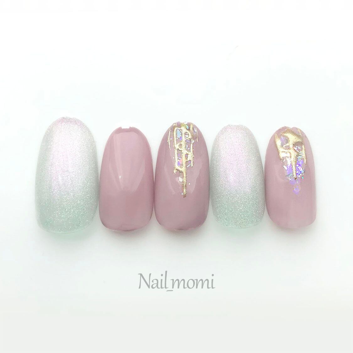 ネイルチップ/紫 パープル マグネット ニュアンス | Nail_momi