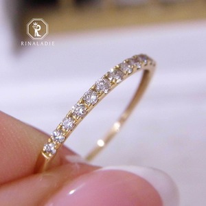 【華奢リング祭り】K18YG天然ダイヤモンド華奢の中の華奢ハーフエタニティリング