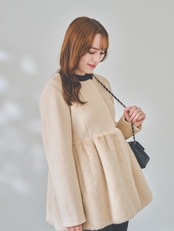 【再入荷】プレミアムエコファー ペプラムコート