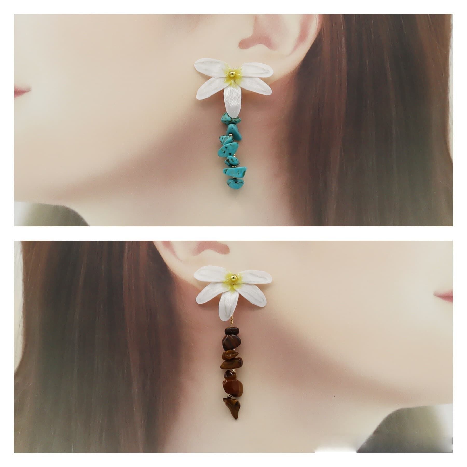 naupakaピアス（turquoise & yellow tiger's eye）