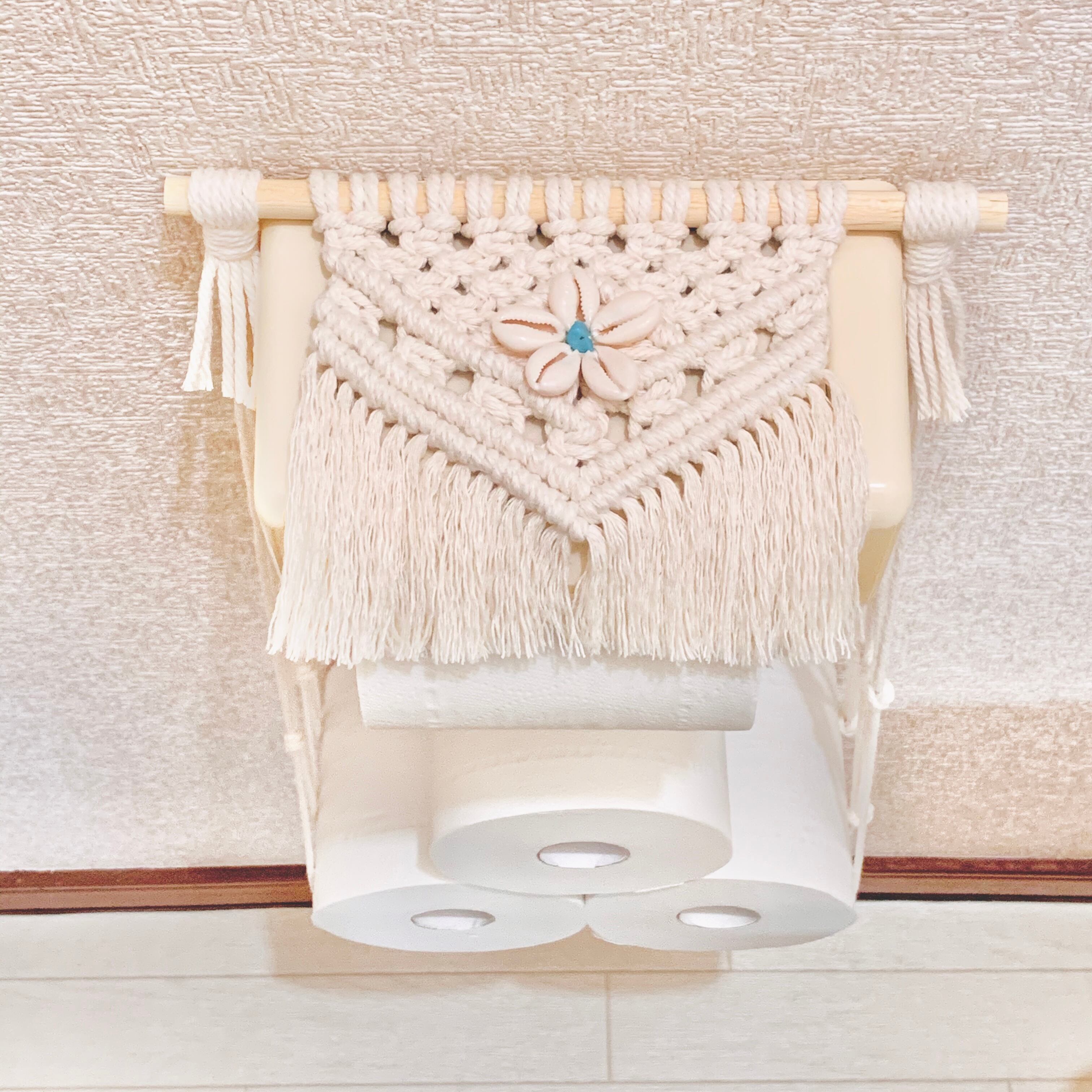 マクラメ編み トイレットペーパーホルダーカバー shell | Lehua
