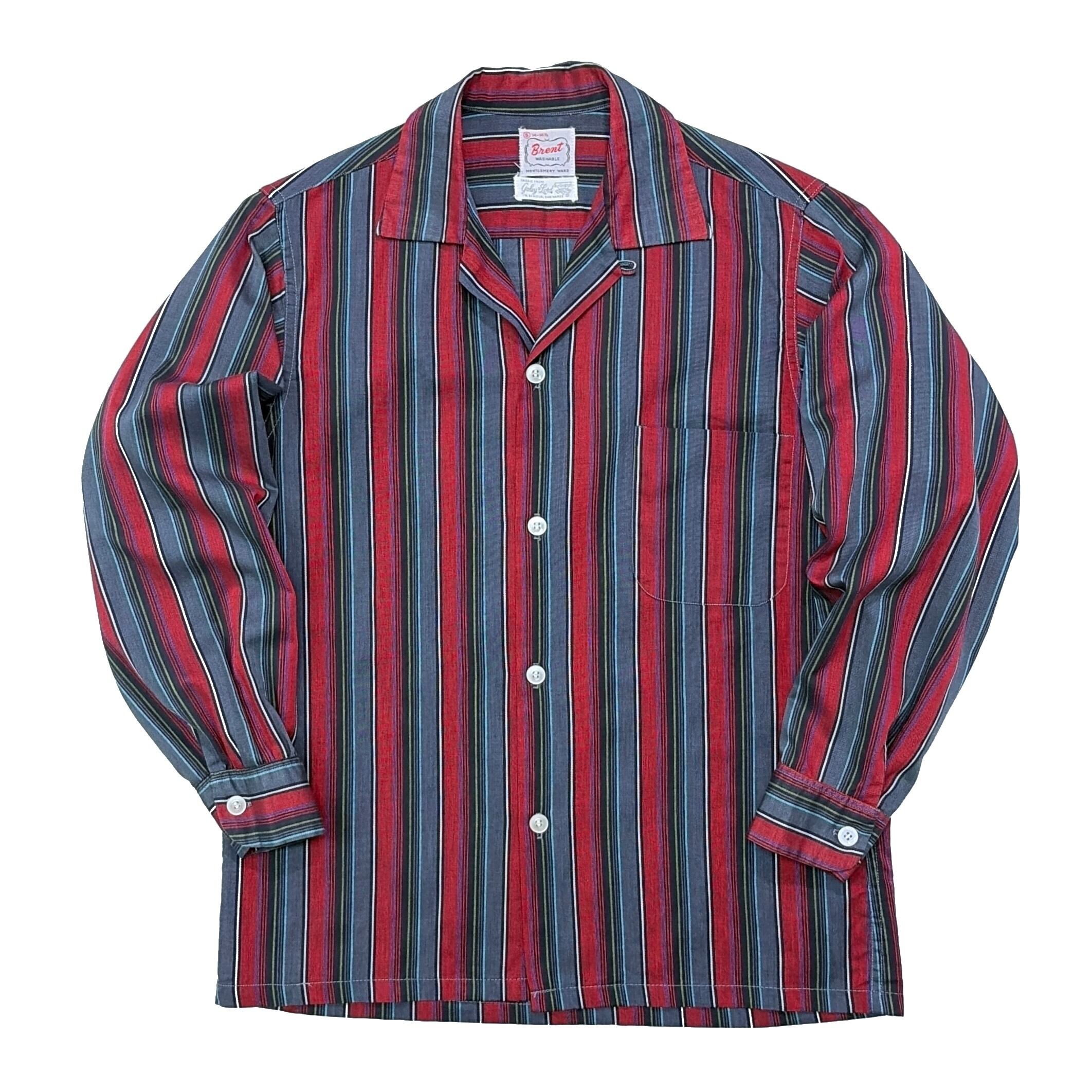50s BRENT ブレント シャドー オンブレストライプ オープンカラーシャツ 50s BRENT ブレント シャドー オンブレ ストライプ オープンカラー