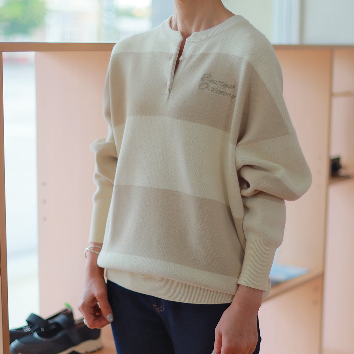 Boutique Ordinary (ブティーク オーディナリー) ヘンリーンネック ラグジャ ライクニット| 手洗い可・軽量!体型カバーも叶う大人の旬ラグジャ