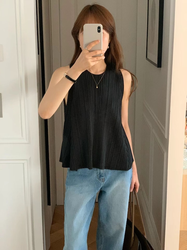(予約) ounce / Round pleats blouse 3color