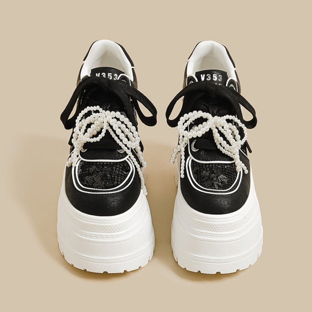 decorative platform lace-up sneakers m0479