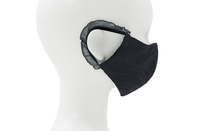 A/W リバーレースマスク(フィルタポケット付き&メッシュ) ZET0082 (流麗 モード) [Color：ブラック] - 日本製