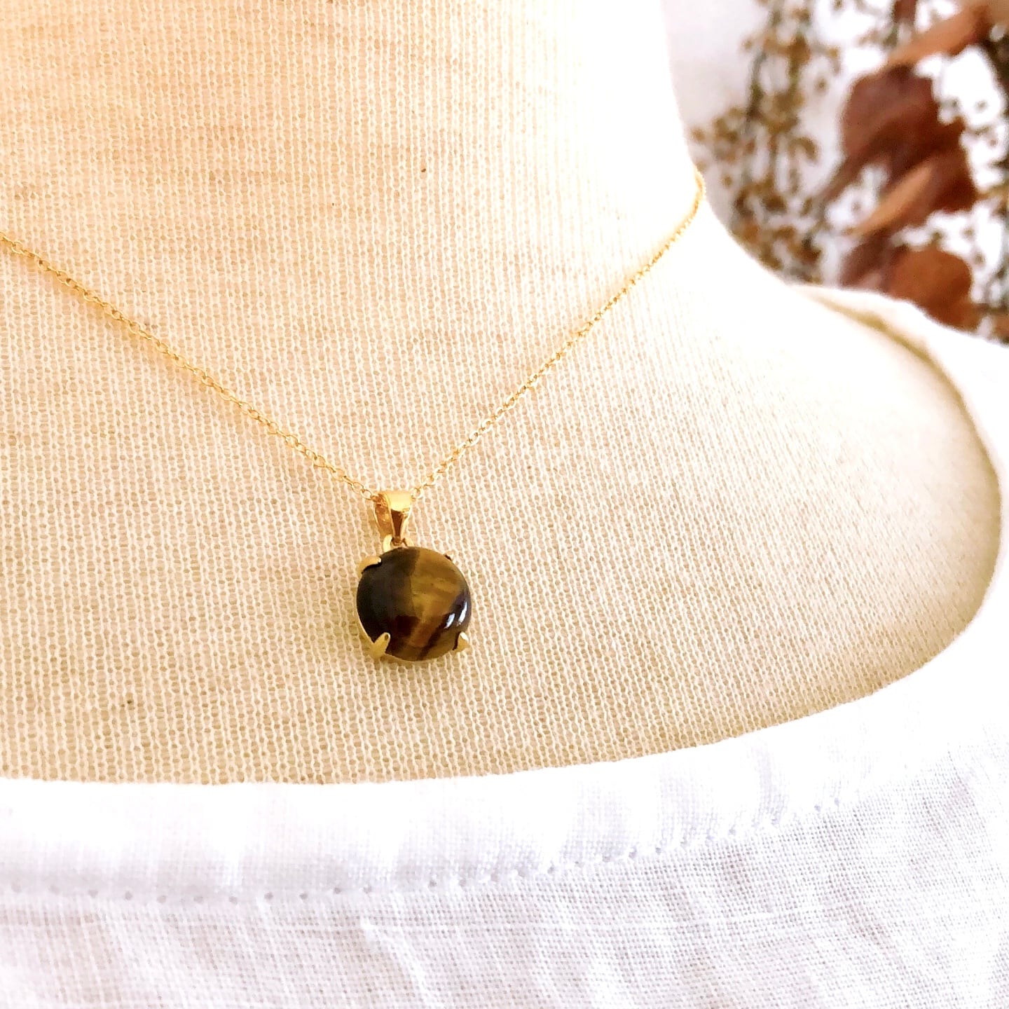 イエロータイガーアイ 14kgf製ネックレス 約40cm 天然石10mm | Anemoon