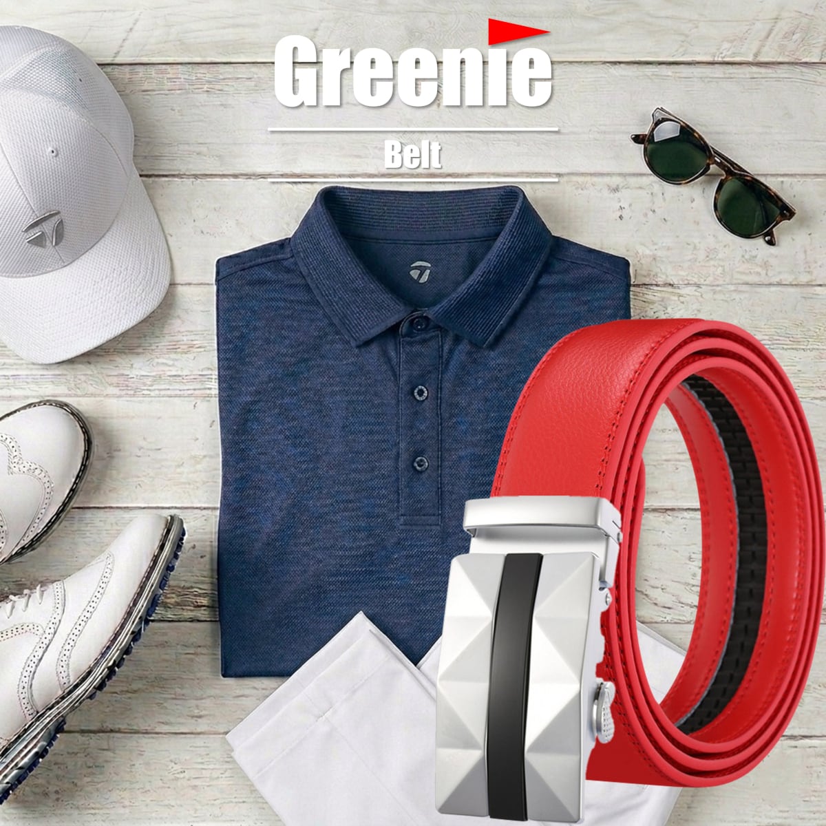 Greenie (グリーニー) ベルト ゴルフ Golf オートロック PUレザー