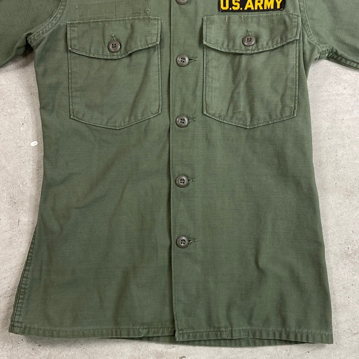 60年代 U.S.ARMY 米軍実品 OG-107 ユーティリティシャツ メンズS相当