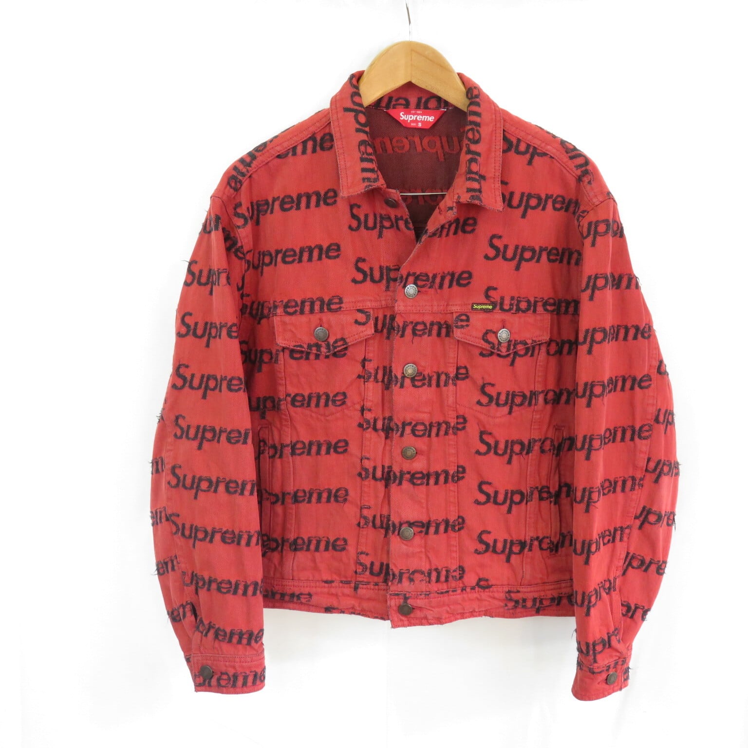 Supreme Frayed Logos Denim Trucker Jacket デニム トラッカー 