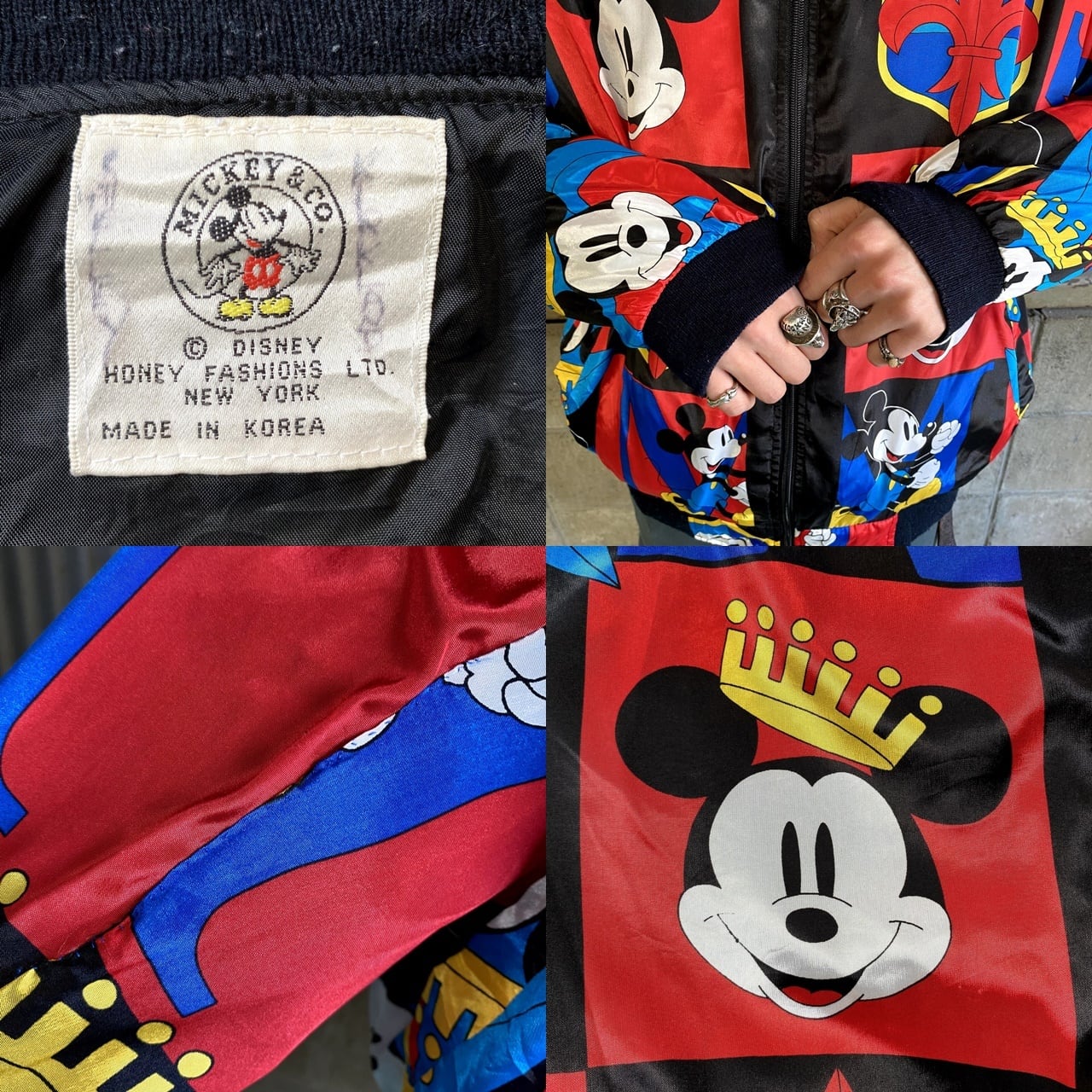 90S VINTAGE DISNEY ミッキーマウス 総柄ナイロン ジャケット