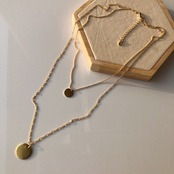 コイン 2連　ロング ゴールドネックレス　［GKN023］