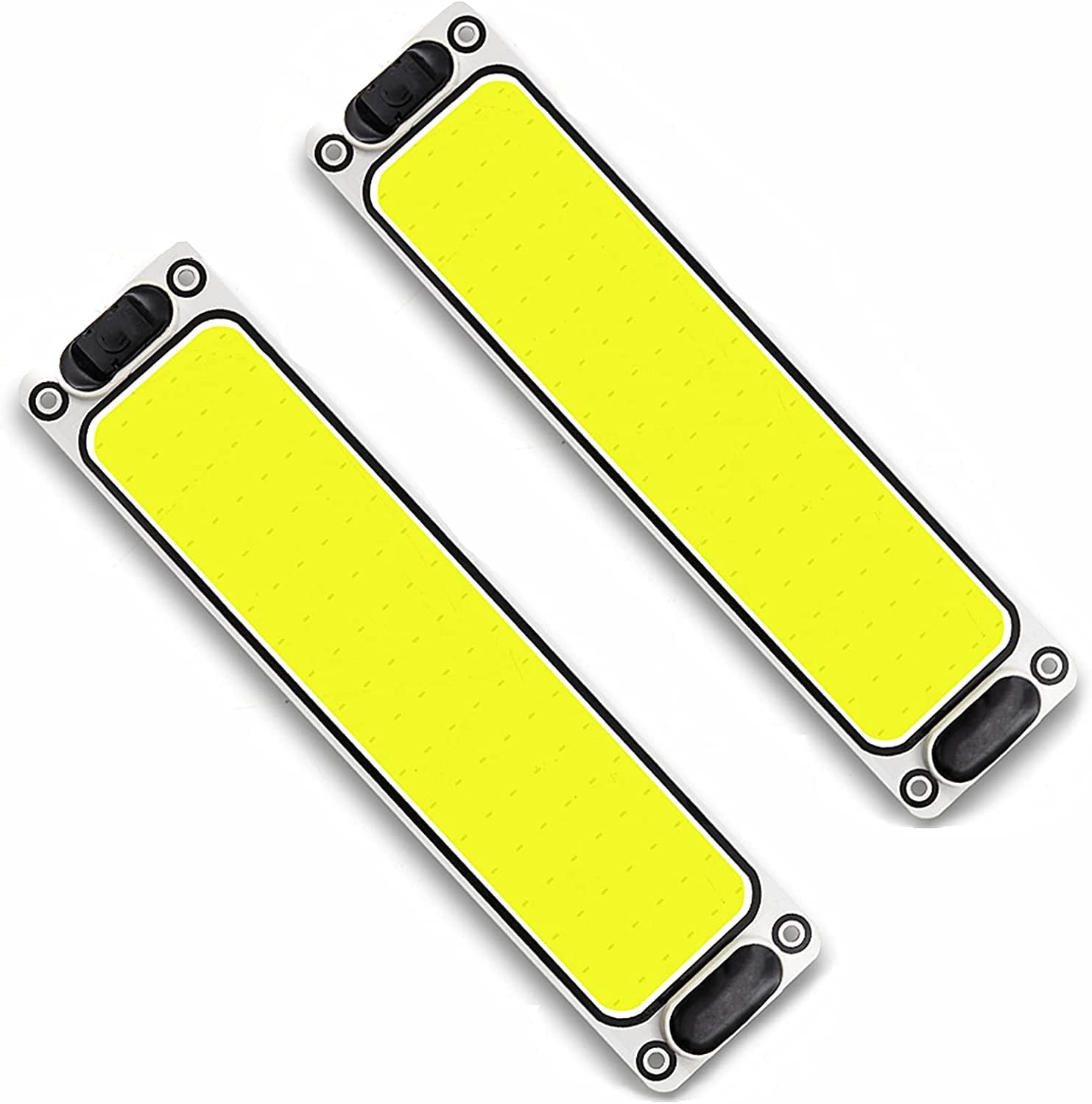 LEDルームランプ 室内灯 面発光COBチップ108連 極薄 軽量 DC12 V-24 V 車用 車内照明 室内照明 ON/OFF電源 トランク 小型車 汎用 両面テープ付き ホワイト セット 2個入り