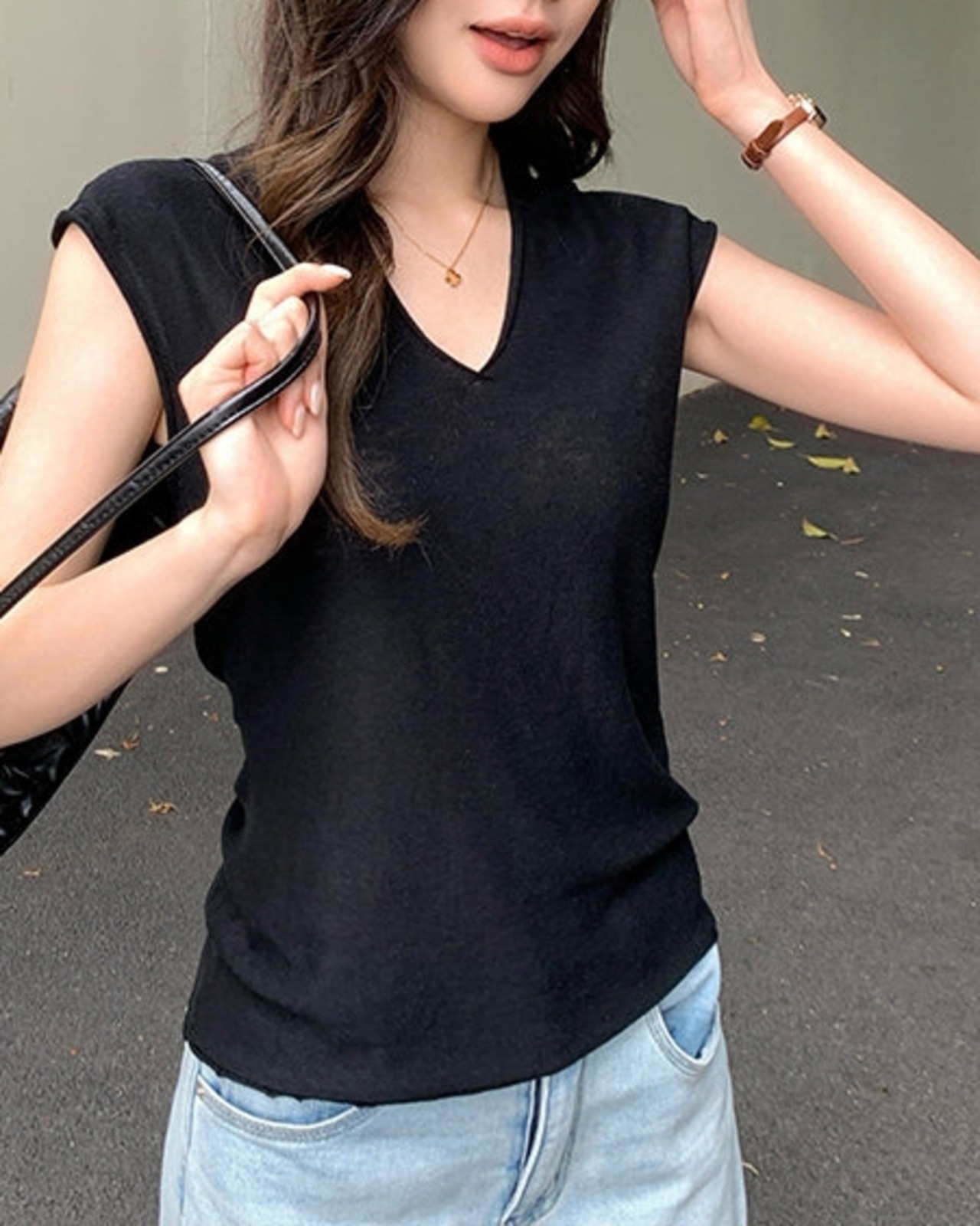 VネックフレンチスリーブTシャツ 4color A0990 - 15