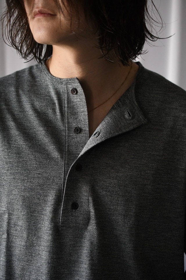 BATONER / SLUB MIX SLEEPING LONG SLEEVE T-SHIRT ( Ivory×Black )