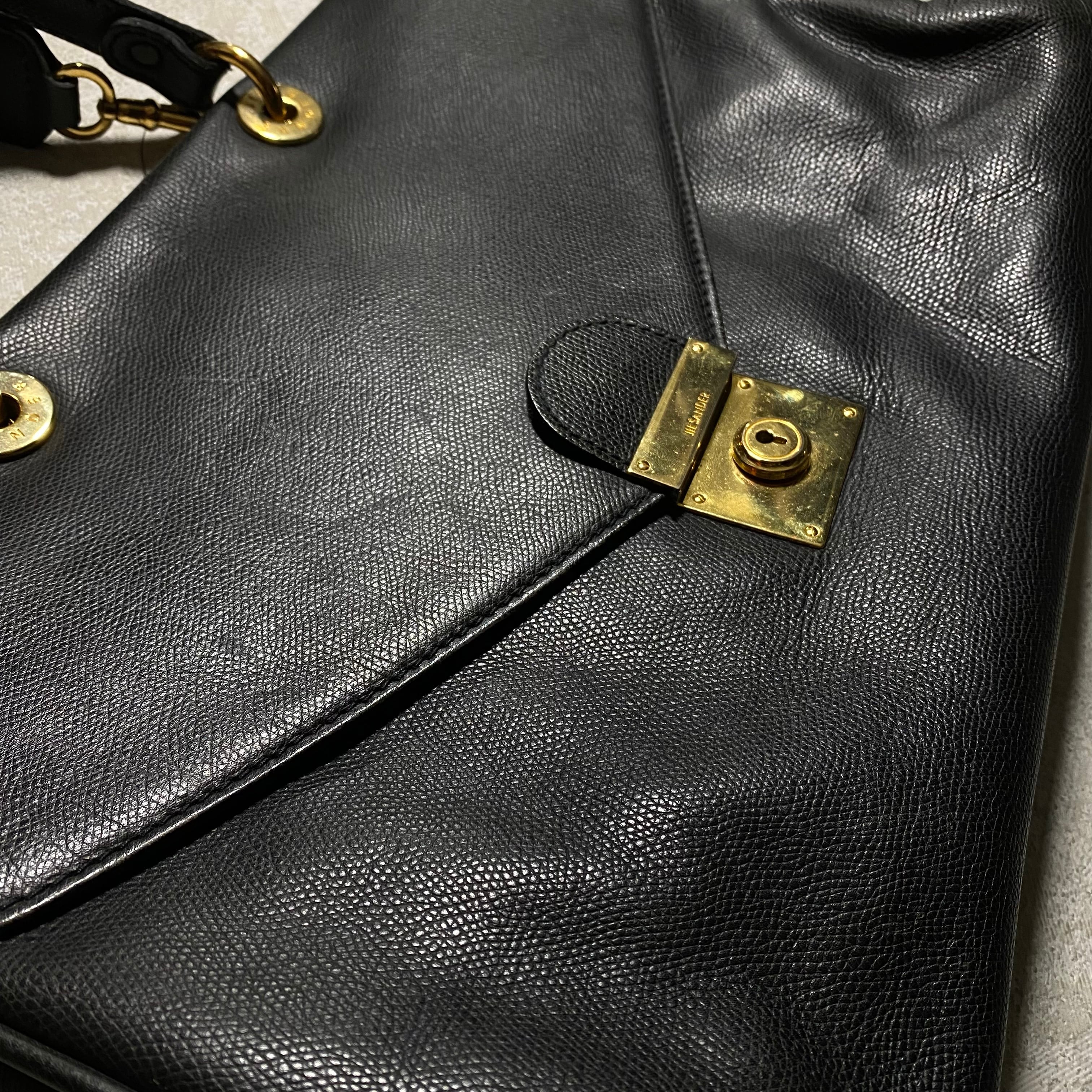 JIL SANDER black leather 2way bag | NOIR ONLINE
