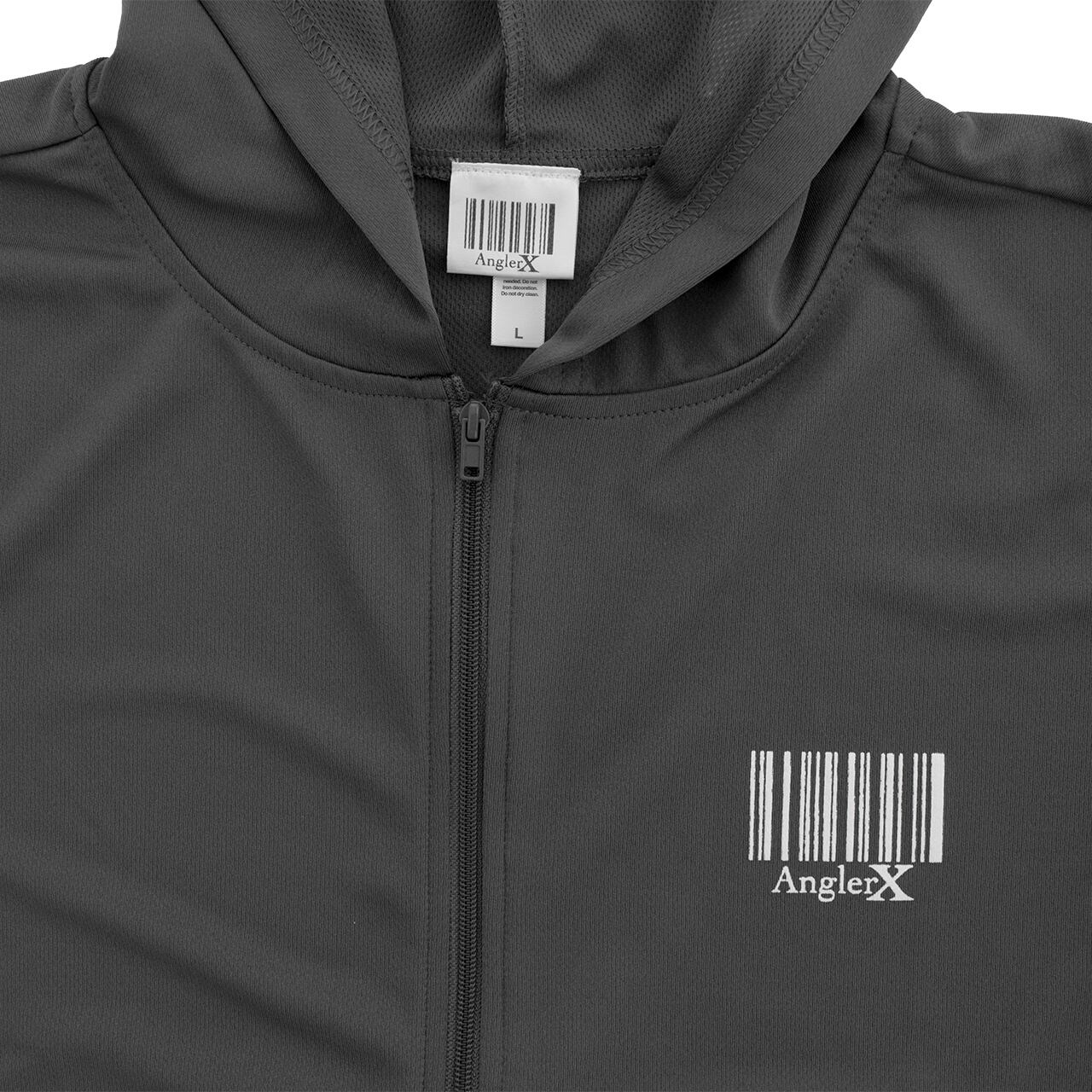 AnglerX Barcode Dry Zip Hoodie (4.4oz / Polyester 100%) Dark Gray
