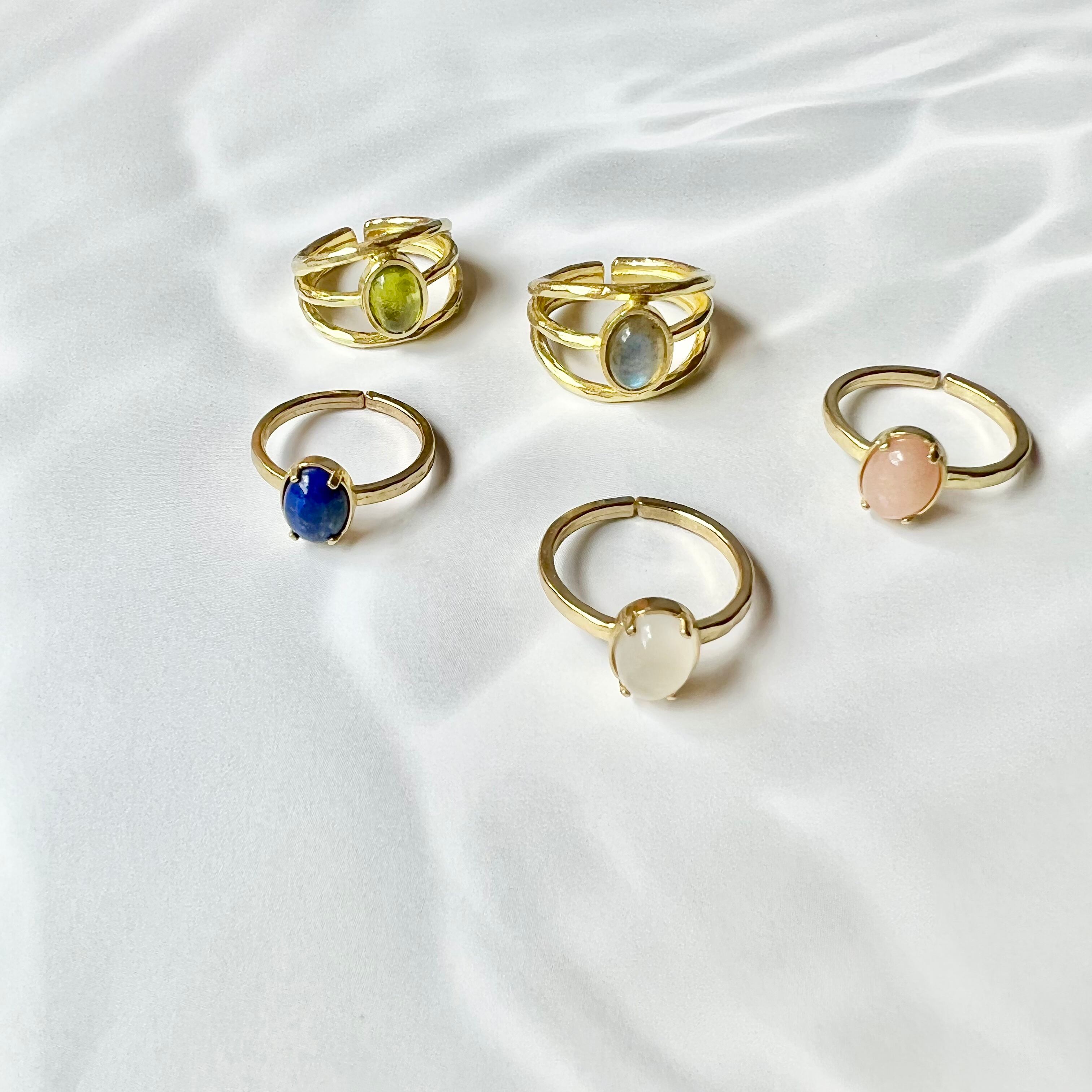 ムーンストーン 3連真鍮リング | Handmade Accessory MU